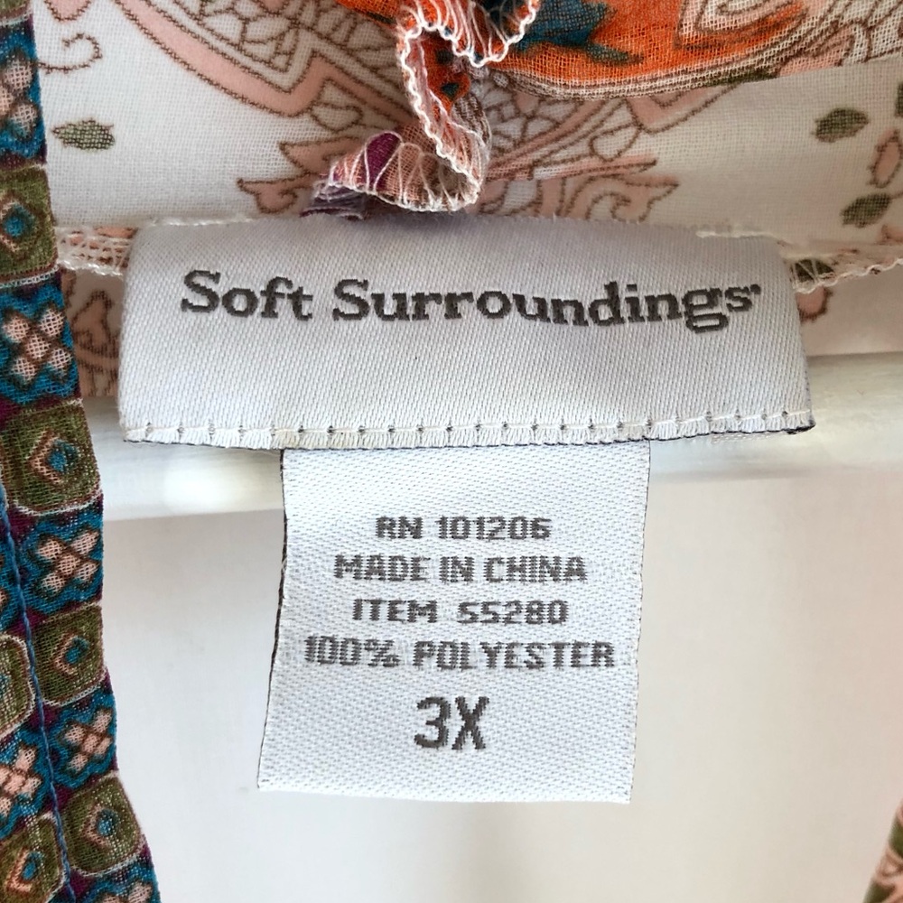 Soft Surroundings White / Colorful Floral Paisley Chiffon Kimono Top Size 3X - Picture 6 of 14